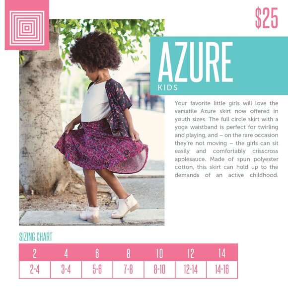 LuLaRoe Azure Kids Geometric Skirt  8500 - Picture 3 of 9